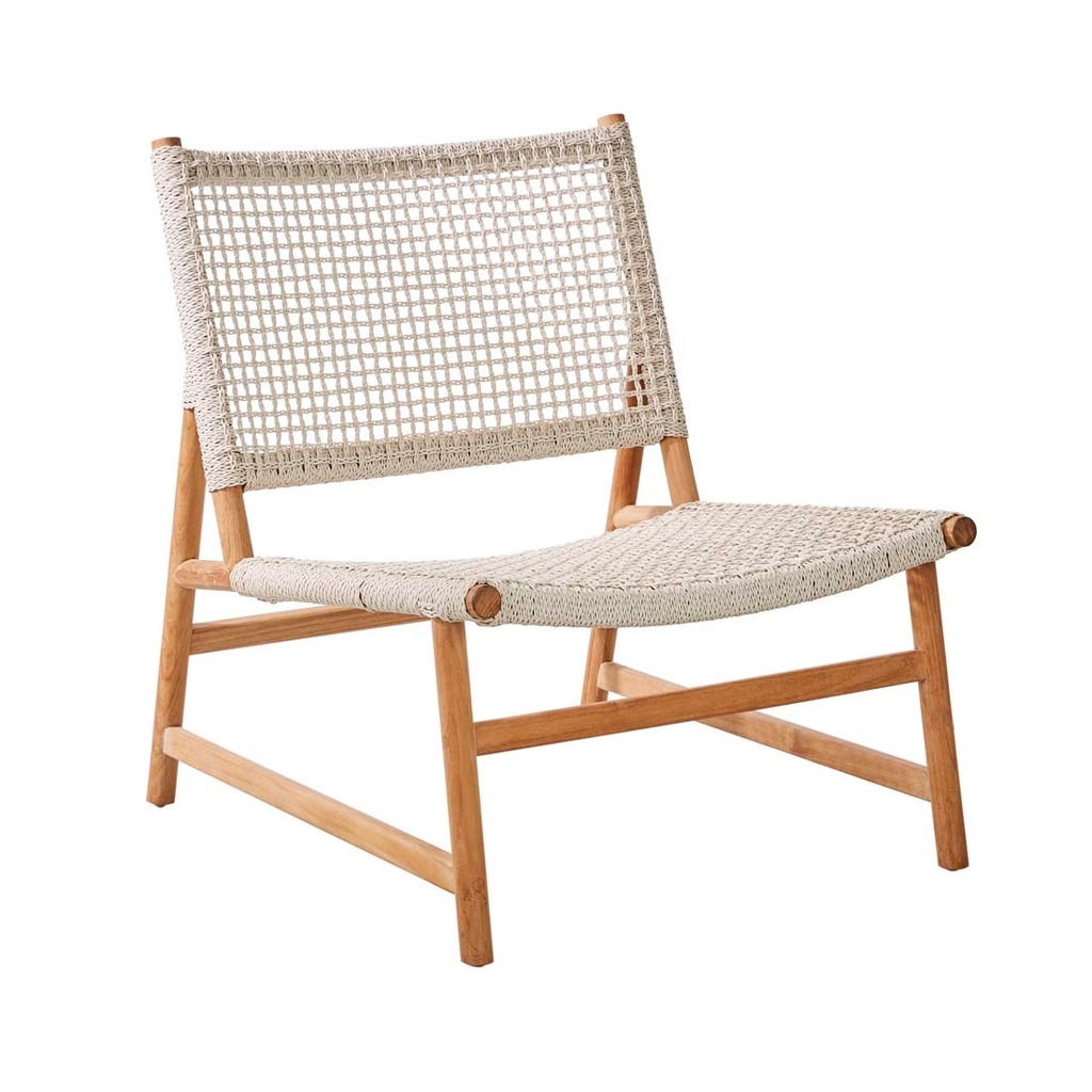 Mira Occasional Chair - White Braid - Natural Teak