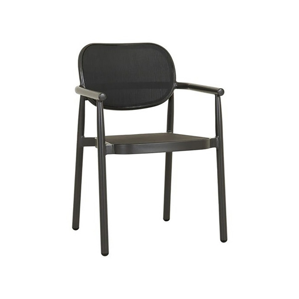 [MONTROI-MALLA-DINING-ARMCHAIR-CARBON-GREY-TEXTILENE-BLACK-CH-MONT-MALLA-ARM-BLACK] Montroi Malla Dining Armchair - Carbon Grey Textilene - Black