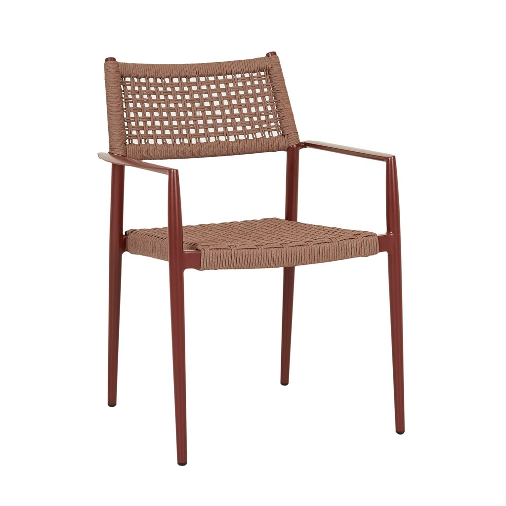 [MONTROI-REPOSE-DINING-ARMCHAIR-BURGUNDY-ROPE-SUNBAKED-CLAY-CH-MONT-REPO-ARM-SUNBAKED-CLAY] Montroi Repose Dining Armchair - Burgundy Rope - Sunbaked Clay