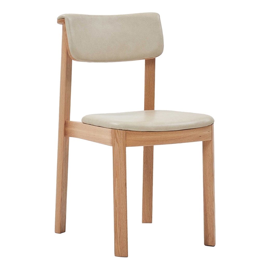 [NATADORA-NOKI-UPHOLSTERED-DINING-CHAIRS-LIMESTONE-LEATHER-LIGHT-OAK-CH-NAT-NOKI-UPH-LIGHT-OAK] Natadora Noki Upholstered Dining Chair - Limestone Leather - Light Oak