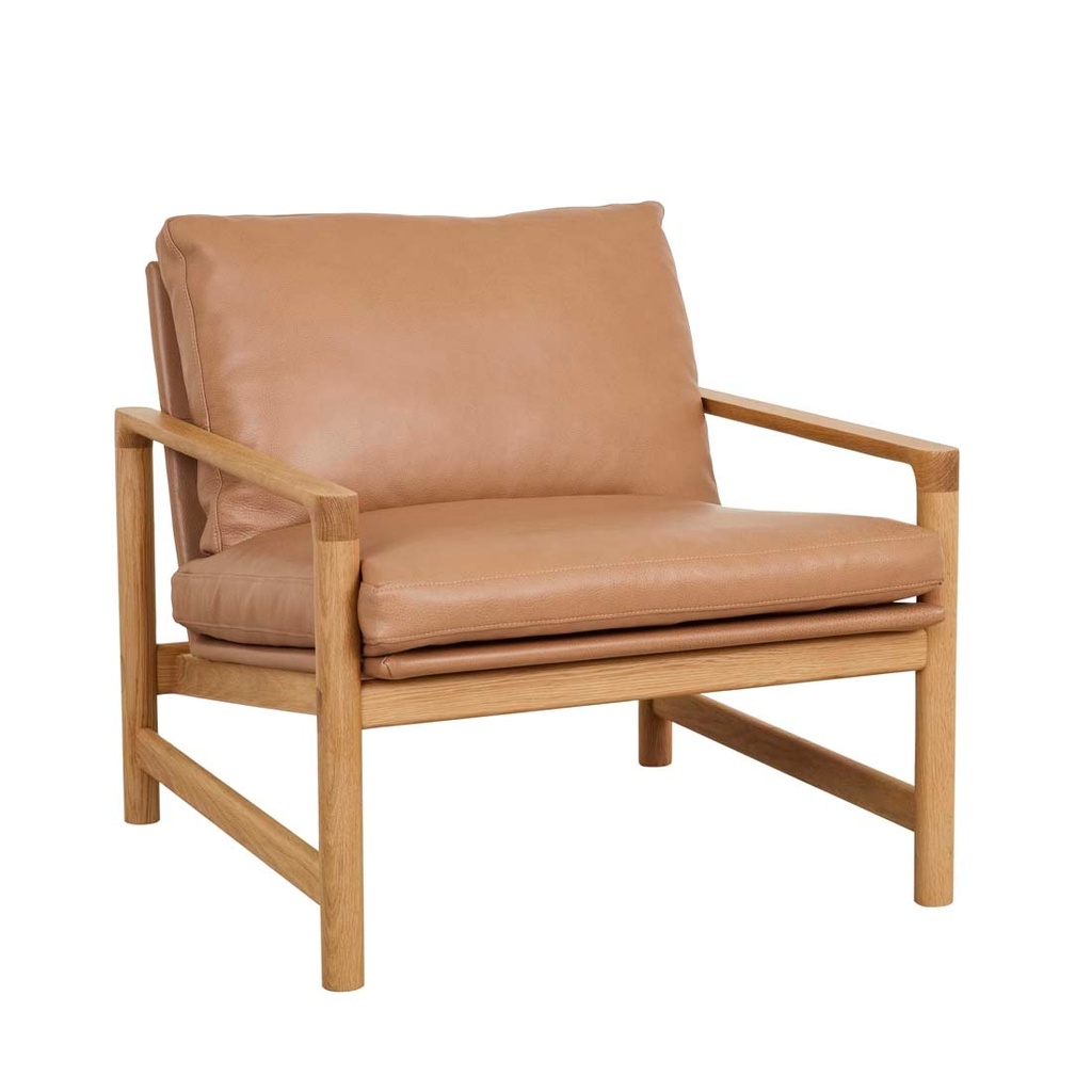 Natadora Troubadour Occasional Chair - Pecan Leather - Light Oak