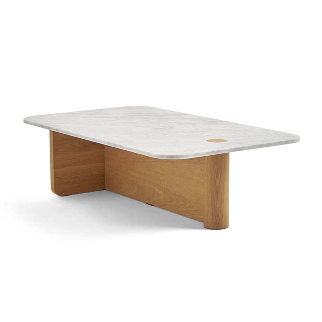 [NATADORA-PIVOT-MARBLE-RECT-COFFEE-TBL-WHITE-MARBLE-LIGHT-OAK-CTR-NAT-PIV-MAR-LIGHT-OAK] Natadora Pivot Marble Rectangle Coffee Table - White Marble - Light Oak