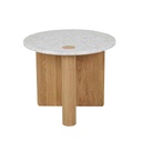 Natadora Pivot Marble Side Table - White Marble - Light Oak