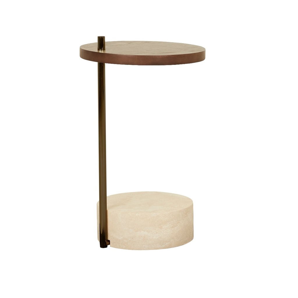 [NATADORA-SOCIETY-MARBLE-SIDE-TABLE-NATURAL-TRAVERTINE-SMOKED-OAK-LTO-NAT-SOC-MAR-X-SMOKED-OAK] Natadora Society Marble Side Table - Natural Travertine - Smoked Oak