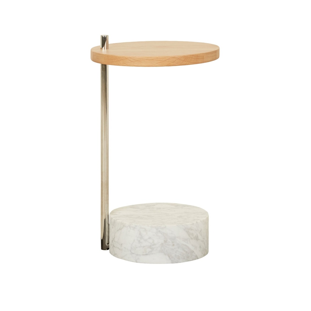 [NATADORA-SOCIETY-MARBLE-SIDE-TABLE-WHITE-MARBLE-LIGHT-OAK-LTO-NAT-SOC-MAR-X-LIGHT-OAK] Natadora Society Marble Side Table - White Marble - Light Oak