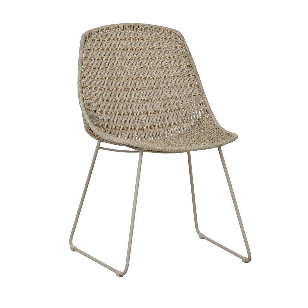 [NORMANDY-SLEIGH-DINING-CHAIR-OYSTER-WEAVE-LINEN-METAL-CH-NOR-SLE-ALU-LINEN-METAL] Normandy Sleigh Dining Chair - Oyster Weave - Linen Metal