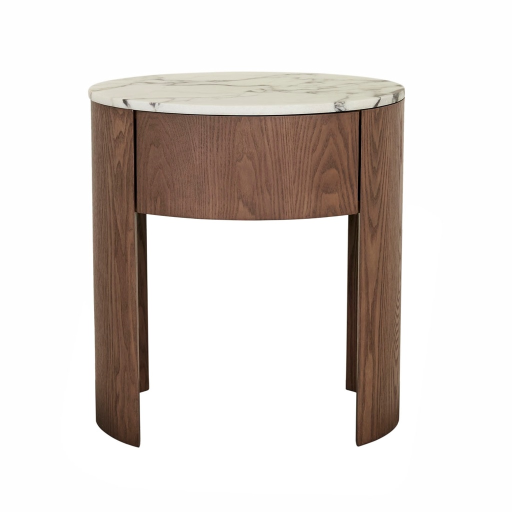 [OBERON-CRESCENT-MARBLE-BEDSIDE-MATT-OCEAN-MARBLE-SMOKED-ASH-SIDE-OBER-CRES-MAR-SMOKED-ASH] Oberon Crescent Marble Bedside - Matt Ocean Marble - Smoked Ash