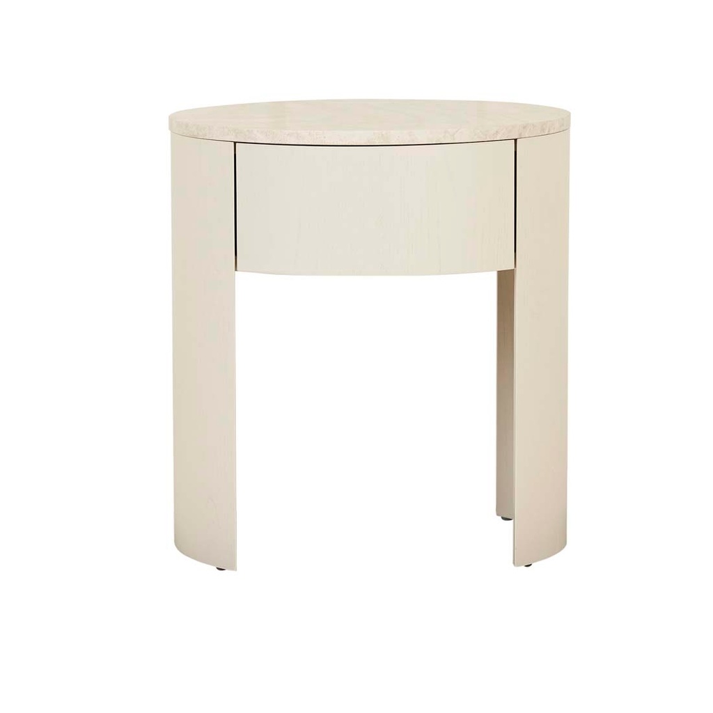 [OBERON-CRESCENT-MARBLE-BEDSIDE-NATURAL-TRAVERTINE-SHELL-SIDE-OBER-CRES-MAR-SHELL] Oberon Crescent Marble Bedside - Natural Travertine - Shell