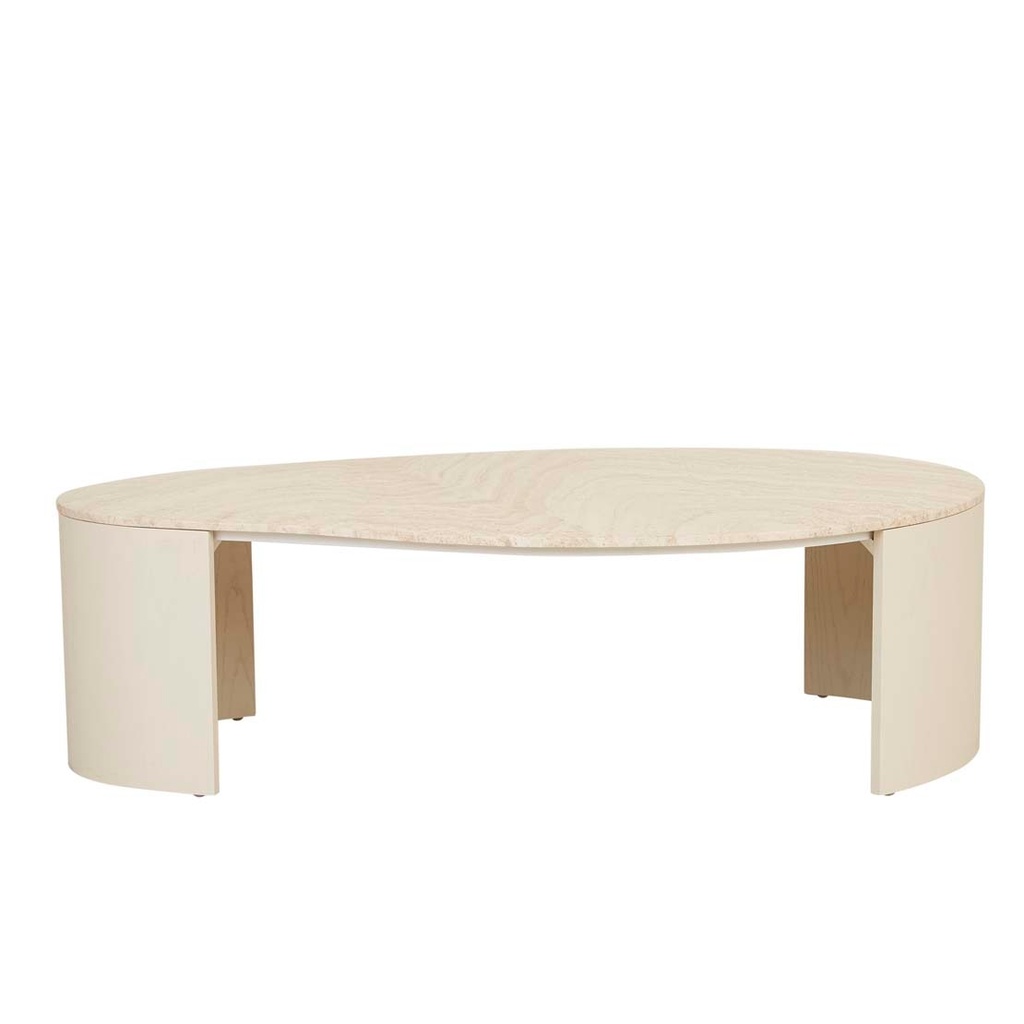 [OBERON-CURVE-MARBLE-COFFEE-TABLE-NATURAL-TRAVERTINE-SHELL-CT-OBER-CRV-MAR-SHELL] Oberon Curve Marble Coffee Table - Natural Travertine - Shell