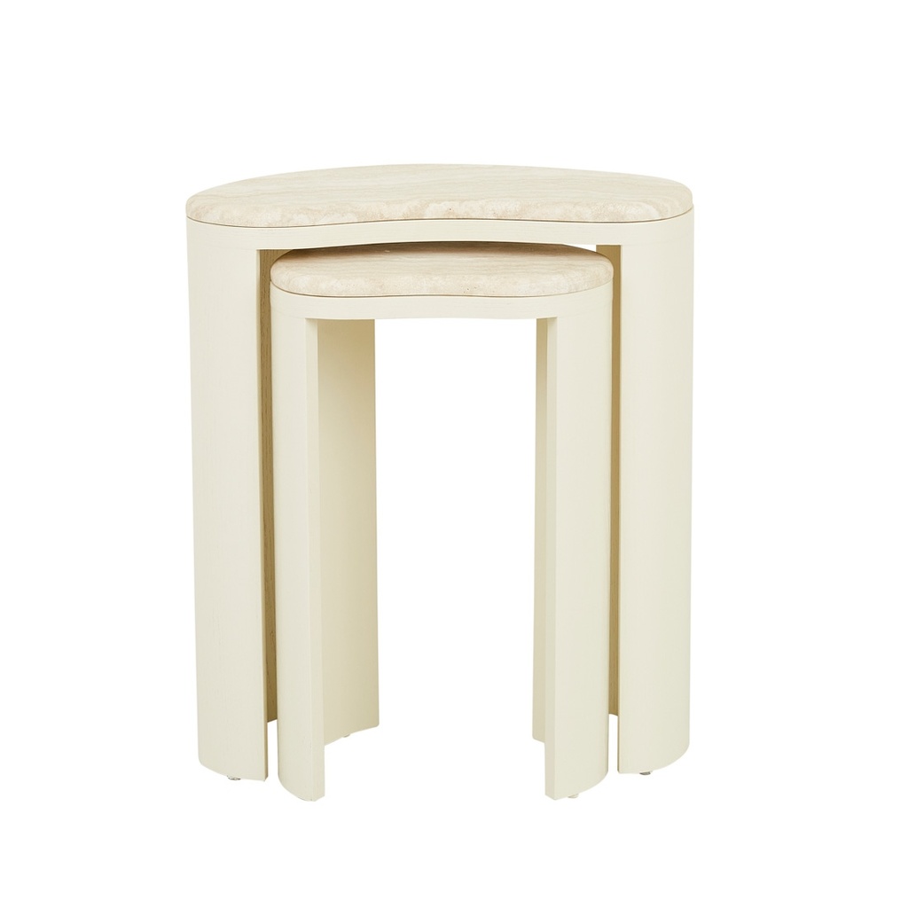 [OBERON-CURVE-NEST-MARBLE-SIDE-TABLE-SHELL-NATURAL-TRAVERTINE-LT-OBER-CRV-S2-MAR-NATURAL-TRAVERTINE] Oberon Curve Nest Marble Side Tables - Shell - Natural Travertine