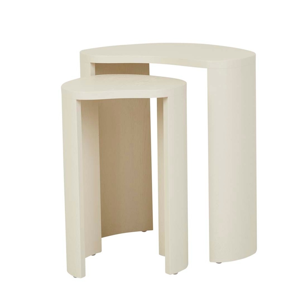[OBERON-CURVE-SET-OF-2-SIDE-TABLE-SHELL-LT-OBER-CRV-S2] Oberon Curve Nest of 2 Side Tables - Shell