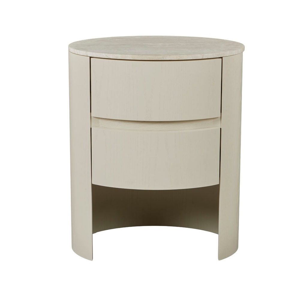 [OBERON-LUNE-MARBLE-BEDSIDE-SHELL-NATURAL-TRAVERTINE-SIDE-OBER-LUN-MAR-NATURAL-TRAVERTINE] Oberon Lune Marble Bedside - Shell - Natural Travertine