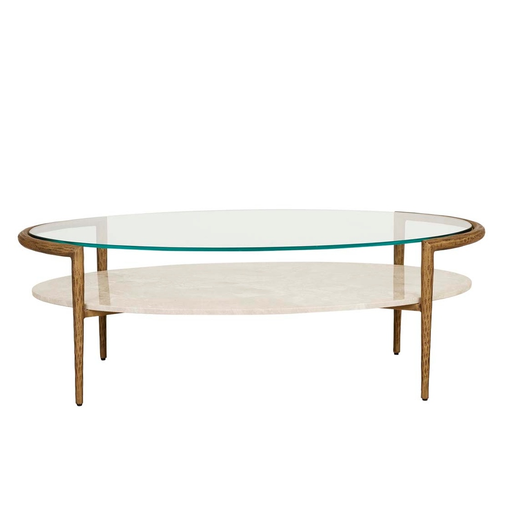 [OPHELIA-POINTE-OVAL-COFFEE-TABLE-SILK-GREY-ANTIQUE-BRASS-CT-OPH-PNT-OVL-ANTIQUE-BRASS] Ophelia Pointe Oval Coffee Table - Silk Grey - Antique Brass