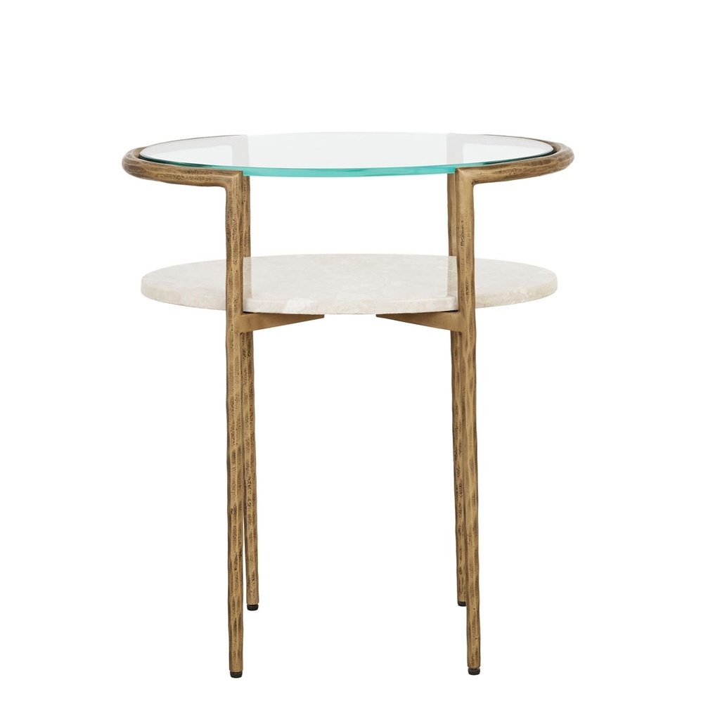 [OPHELIA-POINTE-OVAL-SIDE-TABLE-SILK-GREY-ANTIQUE-BRASS-LT-OPH-PNT-OVL-ANTIQUE-BRASS] Ophelia Pointe Oval Side Table - Silk Grey - Antique Brass