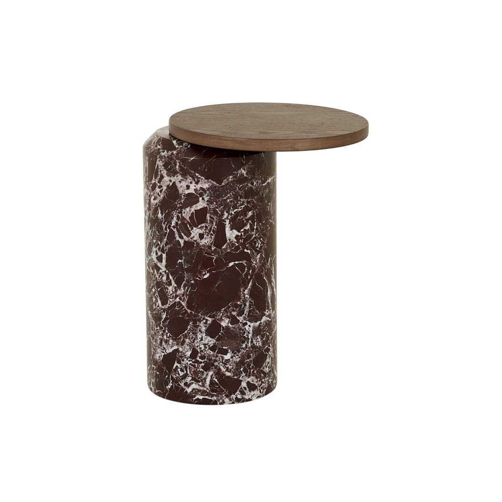 [PABLO-MARBLE-SIDE-TABLE-MATT-ROUGE-MARBLE-SMOKED-ASH-LTO-PAB-SMOKED-ASH] Pablo Marble Side Table - Matt Rouge Marble - Smoked Ash