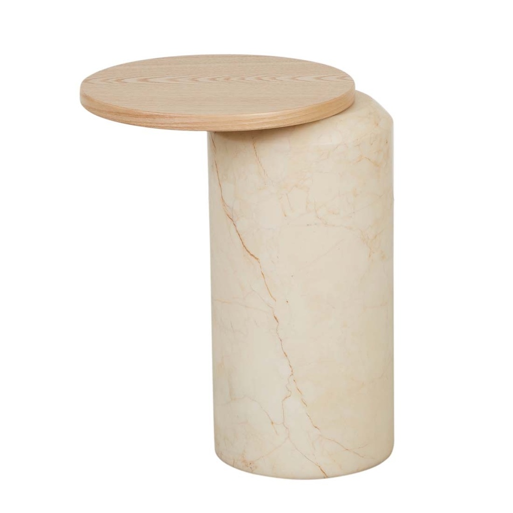[PABLO-MARBLE-SIDE-TABLE-NATURAL-ASH-NATURAL-BROWN-VEIN-MARBLE-LTO-PAB-NATURAL-BROWN-VEIN-MARBLE] Pablo Marble Side Table - Natural Ash - Natural Brown Vein Marble