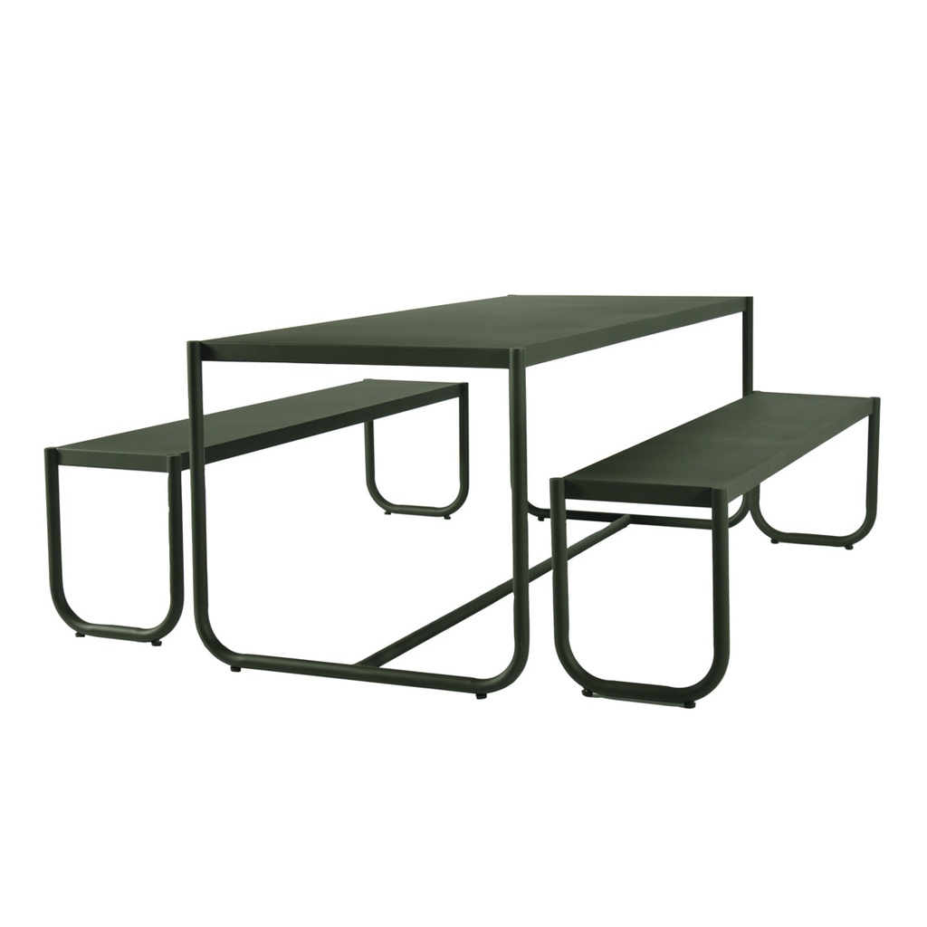 [PIER-CURVE-DINING-SET-TABLE-GREEN-DT-PIER-CRV-6S] Pier Curve Dining Set Table - Green