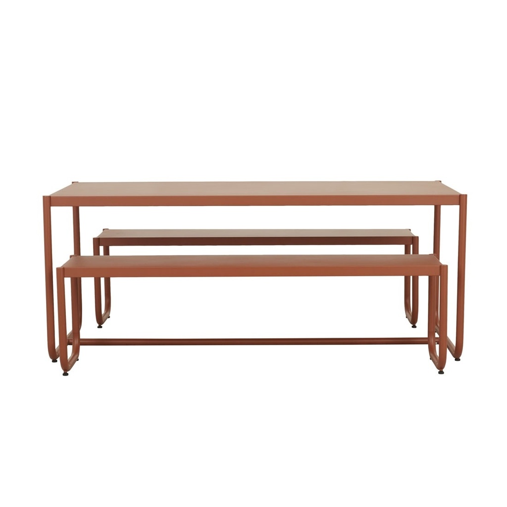 [PIER-CURVE-DINING-SET-TABLE-TERRACOTTA-DT-PIER-CRV-6S] Pier Curve Dining Set Table - Terracotta