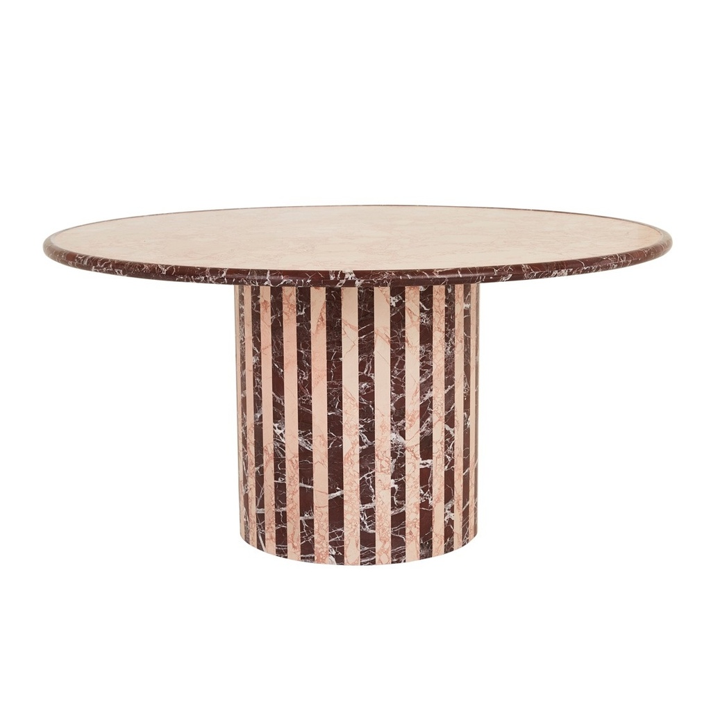 [PIPPA-STRIPE-DINING-TABLE-BLUSH-DAPPLE-SANGRIA-DT-PIPPA-STR-MAR-X-SANGRIA] Pippa Stripe Dining Table - Blush Dapple - Sangria