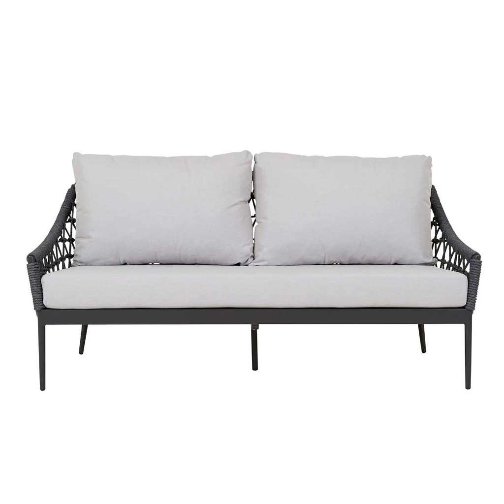 [PORTSEA-CLASSIC-2-SEATER-SOFA-LIGHT-GREY-CHARCOAL-ALUMINIUM-SOF-POR-CLA-2S-CHARCOAL-ALUMINIUM] Portsea Classic 2 Seater Sofa - Light Grey - Charcoal Aluminium