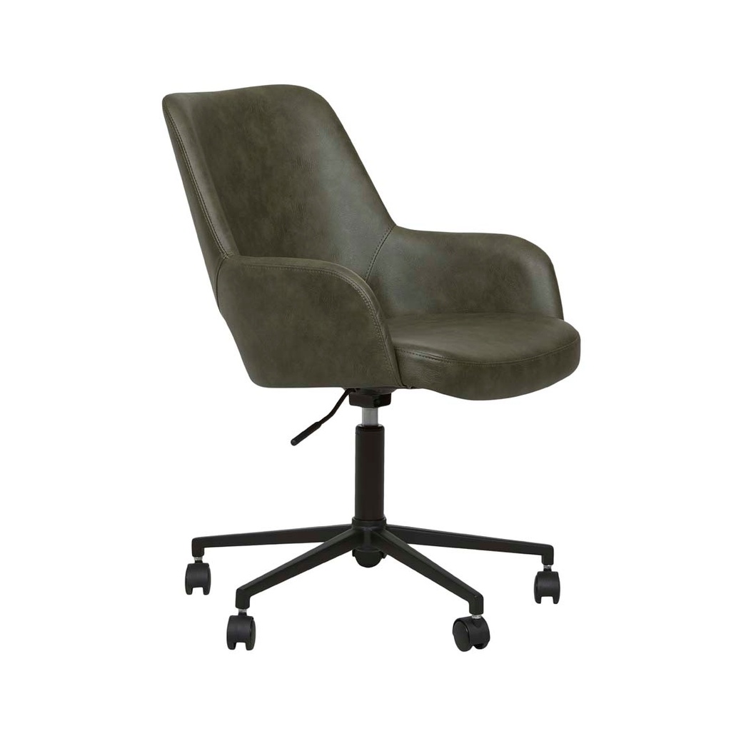 [QUENTIN-OFFICE-CHAIR-VINTAGE-MATT-GREEN-PU-BLACK-METAL-CH-QUEN-OFF-BLACK-METAL] Quentin Office Chair - Vintage Matt Green PU - Black Metal