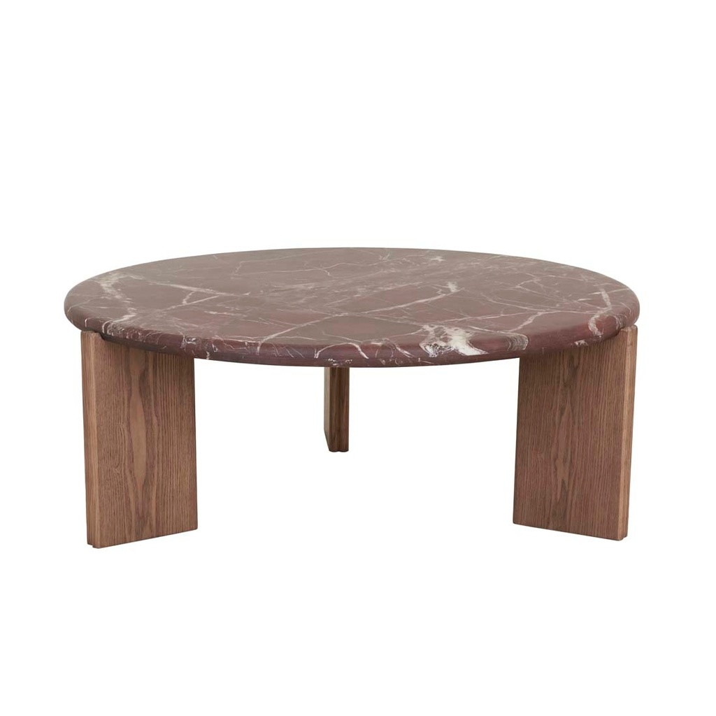 [RAY-COFFEE-TABLE-MATT-ROUGE-MARBLE-SMOKED-ASH-CTO-RAY-MAR-SMOKED-ASH] Ray Marble Coffee Table - Matt Rouge Marble - Smoked Ash