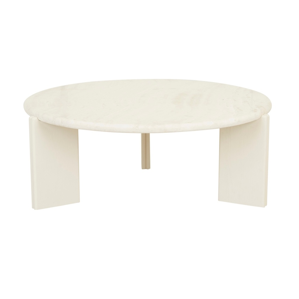 [RAY-COFFEE-TABLE-NATURAL-TRAVERTINE-SHELL-CTO-RAY-MAR-SHELL] Ray Marble Coffee Table - Natural Travertine - Shell