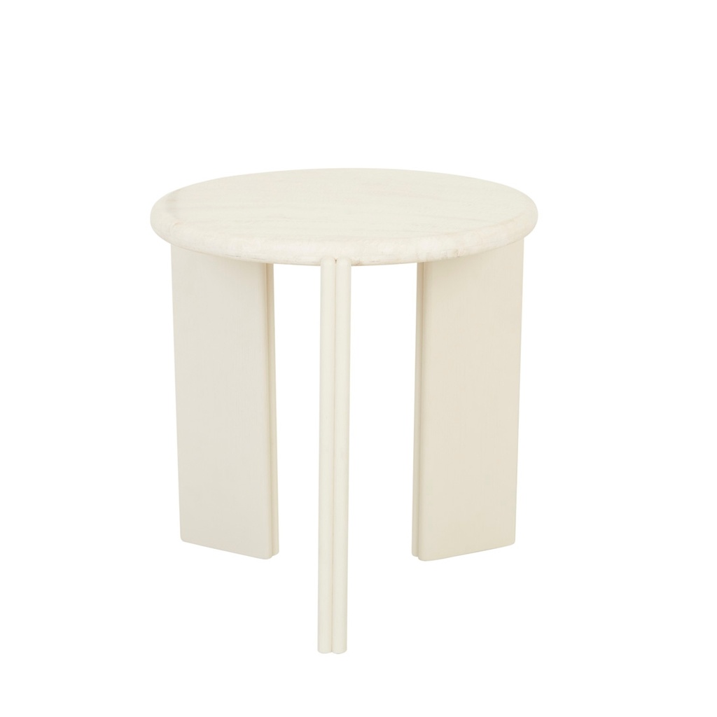 [RAY-MARBLE-SIDE-TABLE-NATURAL-TRAVERTINE-SHELL-LTO-RAY-MAR-SHELL] Ray Marble Side Table - Natural Travertine - Shell