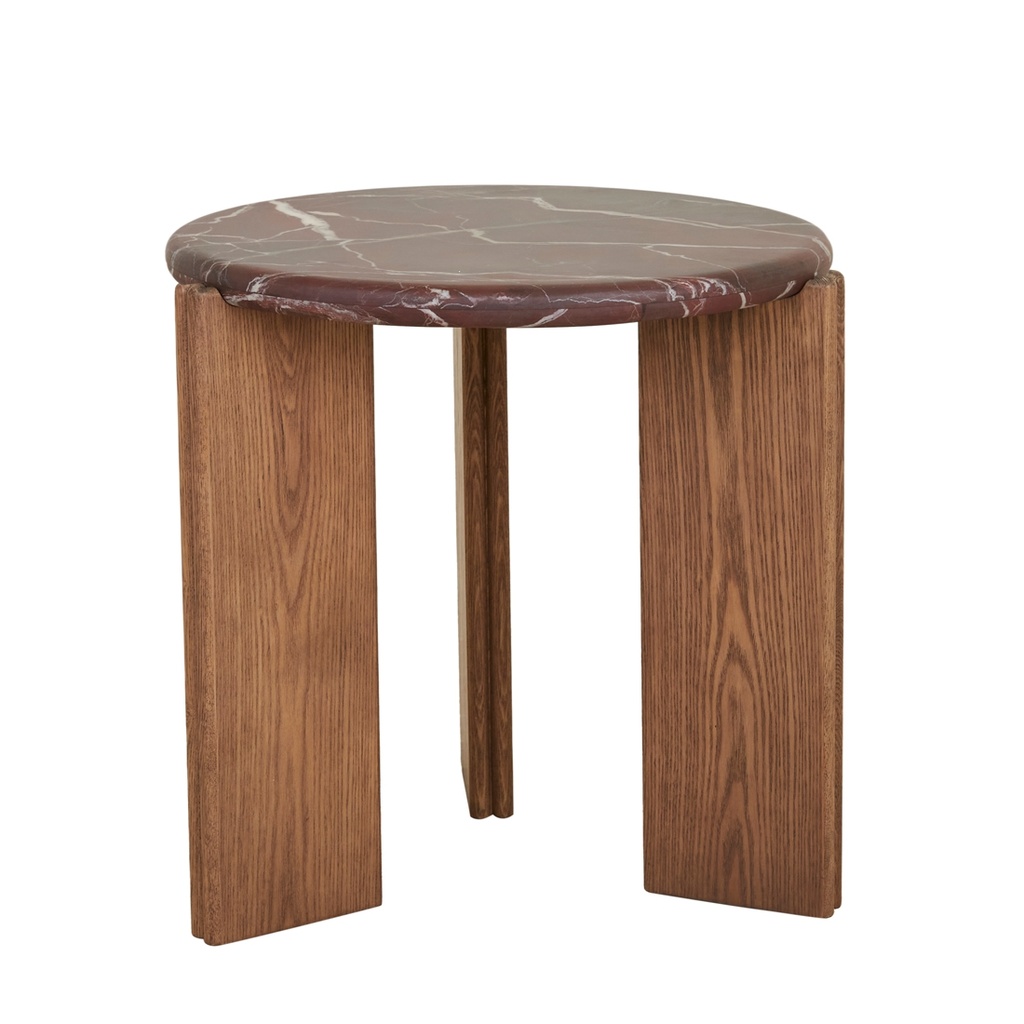 [RAY-SIDE-TABLE-MATT-ROUGE-MARBLE-SMOKED-ASH-LTO-RAY-MAR-SMOKED-ASH] Ray Marble Side Table - Matt Rouge Marble - Smoked Ash