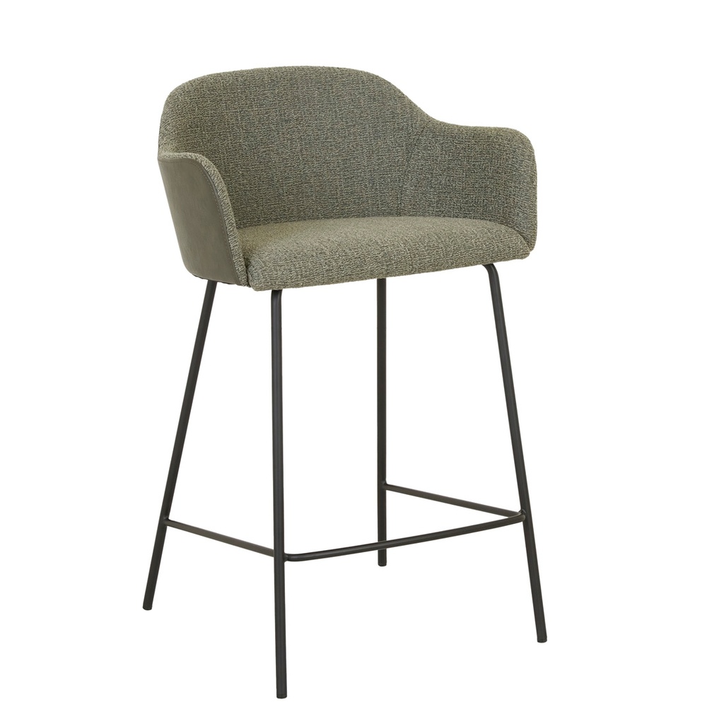 Riley Barstool - Moss Tweed - Vintage Matt Green PU