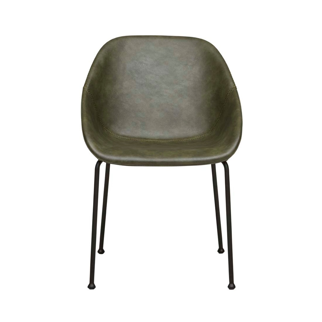 [RONALD-DINING-ARMCHAIR-VINTAGE-MATT-GREEN-PU-BLACK-METAL-CH-RONALD-BLACK-METAL] Ronald Dining Armchair - Vintage Matt Green PU - Black Metal