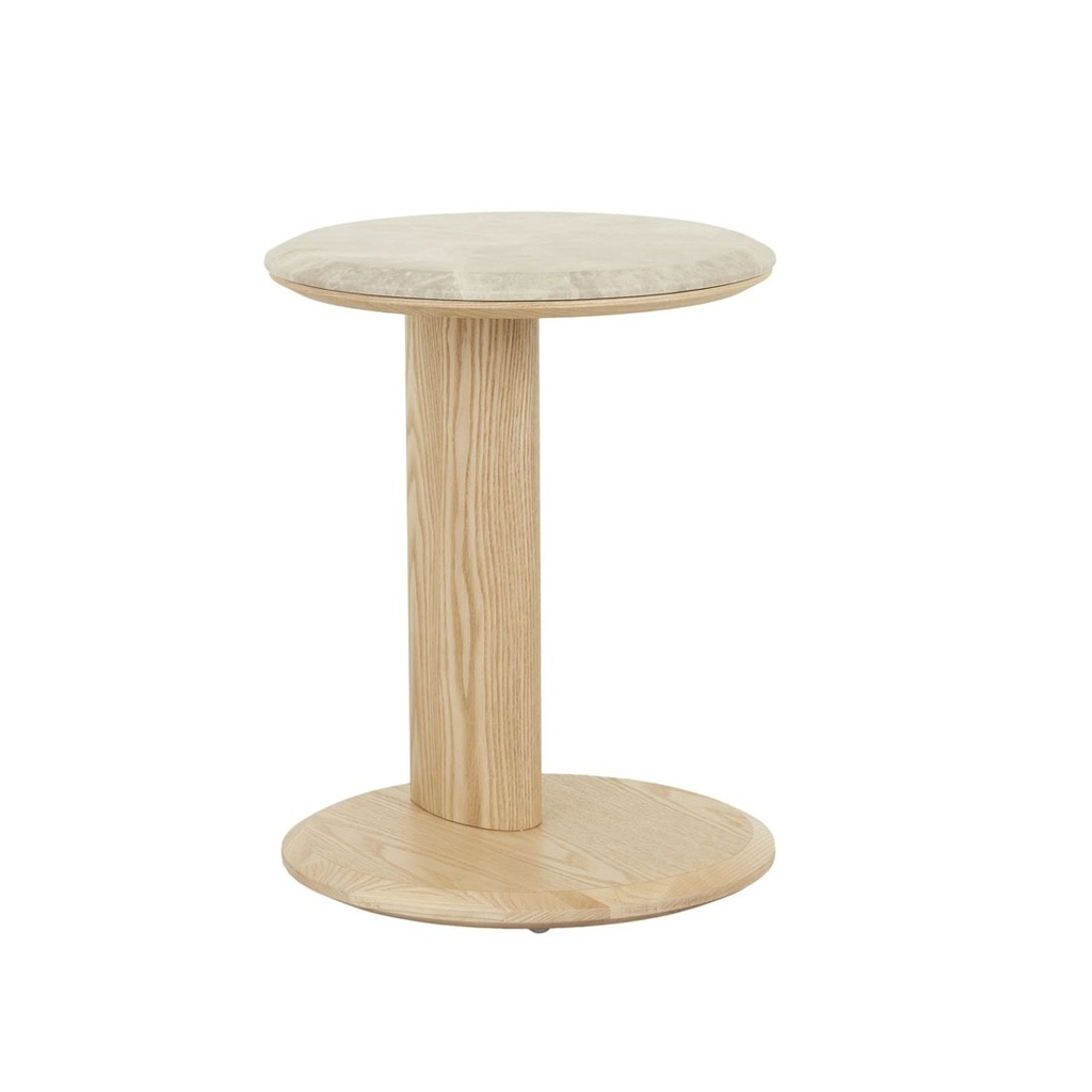 [RUDY-MARBLE-SIDE-TABLE-MATT-CASTLE-GREY-MARBLE-NATURAL-ASH-LT-RUDY-MAR-NATURAL-ASH] Rudy Marble Side Table - Matt Castle Grey Marble - Natural Ash