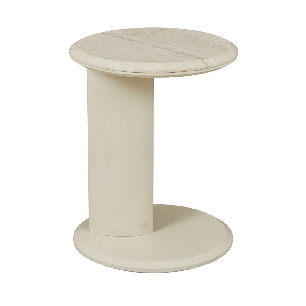 [RUDY-MARBLE-SIDE-TABLE-NATURAL-TRAVERTINE-SHELL-LT-RUDY-MAR-SHELL] Rudy Marble Side Table - Natural Travertine - Shell