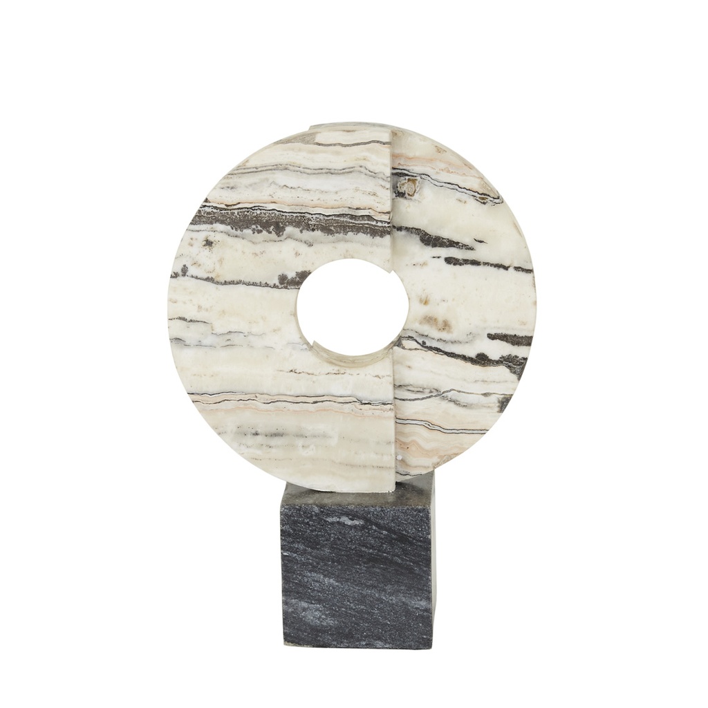 [RUFUS-HALO-SCULPTURE-MULTI-TRAVERTINE-BLACK-MARBLE-DEC-RUF-HALO-SCUL-BLACK-MARBLE] Rufus Halo Sculpture - Multi Travertine - Black Marble