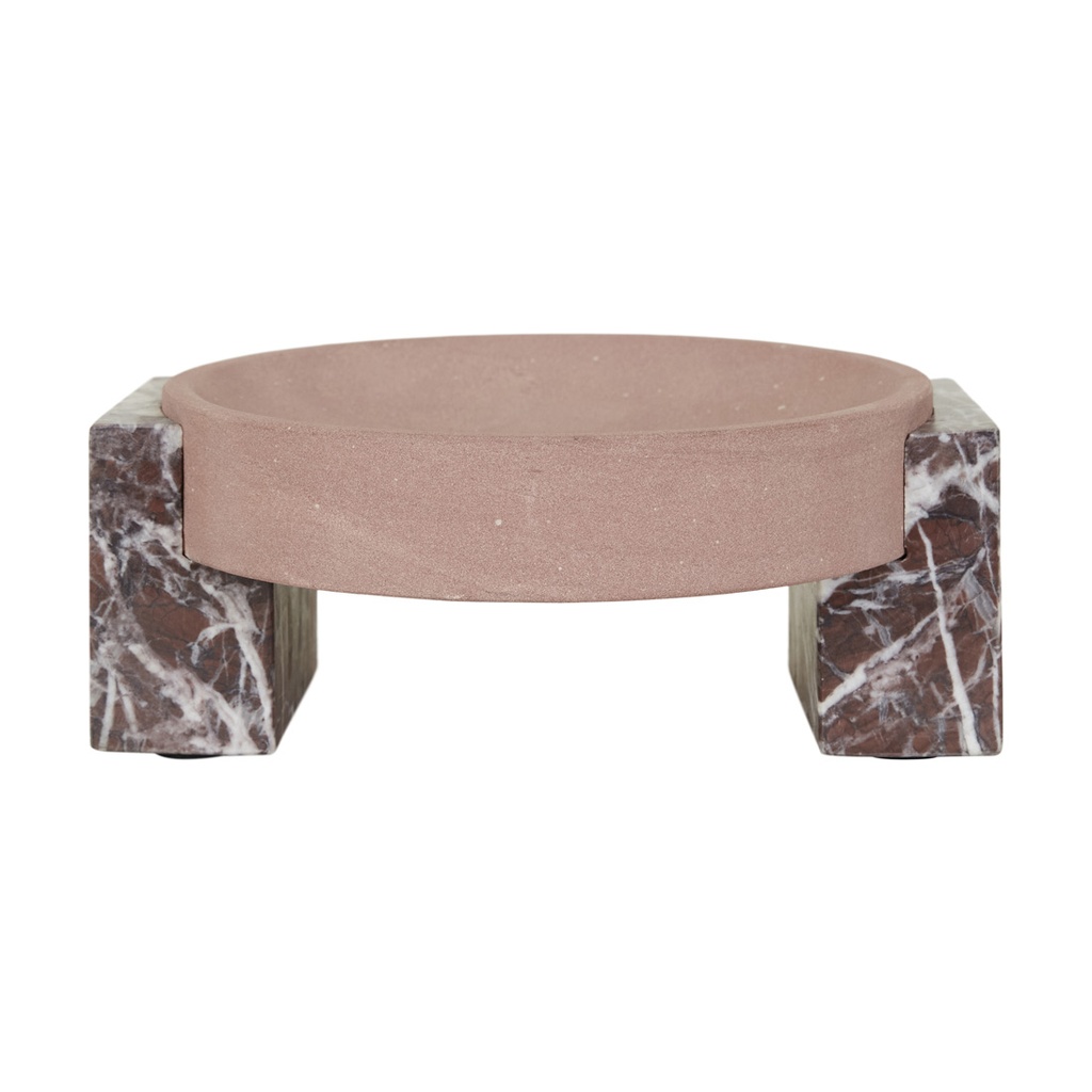 [RUFUS-HEDRA-BOWL-ROSSO-MARBLE-RED-SANDSTONE-DEC-RUF-HEDR-BOWL-RED-SANDSTONE] Rufus Hedra Bowl - Rosso Marble - Red Sandstone