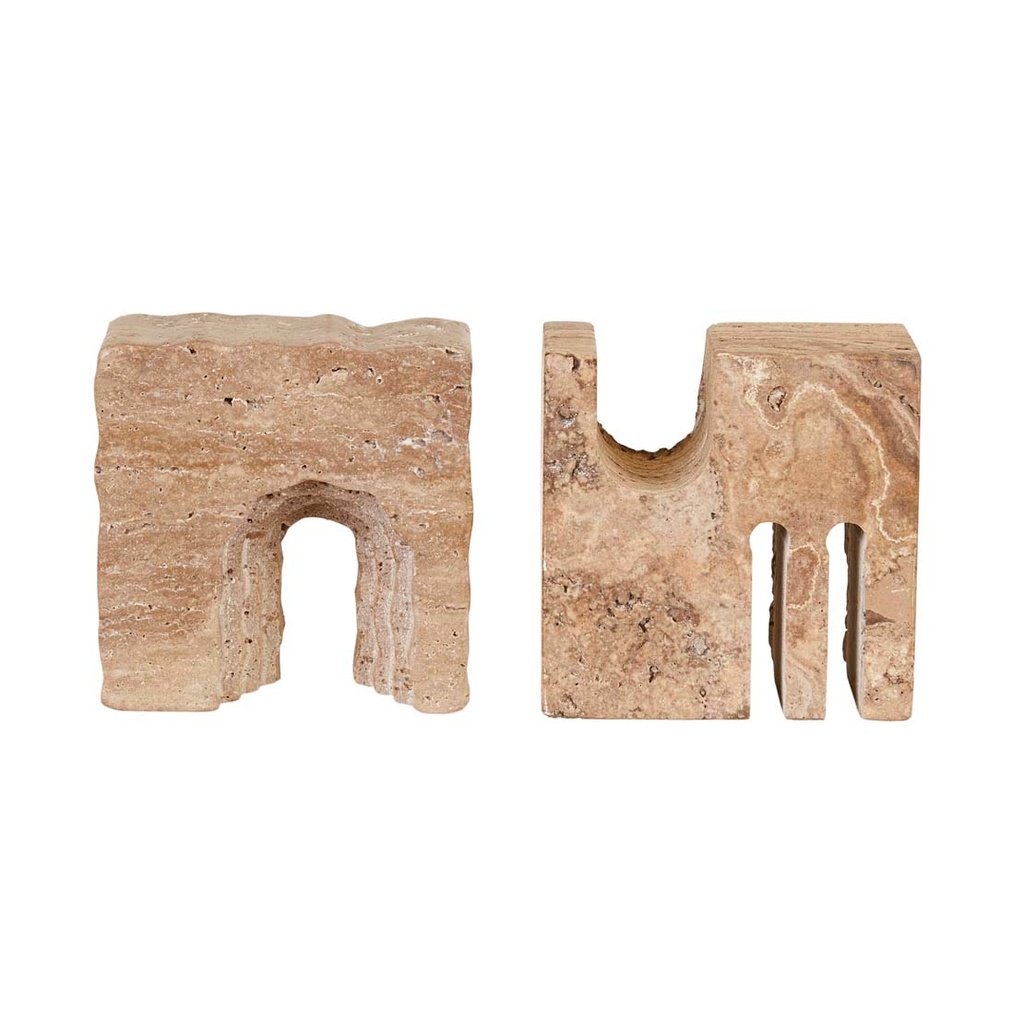 [RUFUS-ROVINE-SET-OF-2-BOOKENDS-TRAVERTINE-DEC-RUF-ROV-BOOK-S2] Rufus Rovine Set of 2 Bookends - Travertine