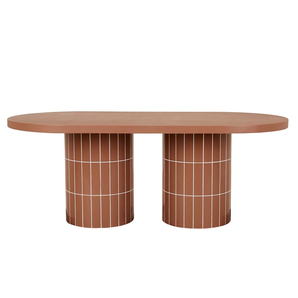 Seville Tile Oval Dining Table - Burnt Sienna Tile - Burnt Sienna