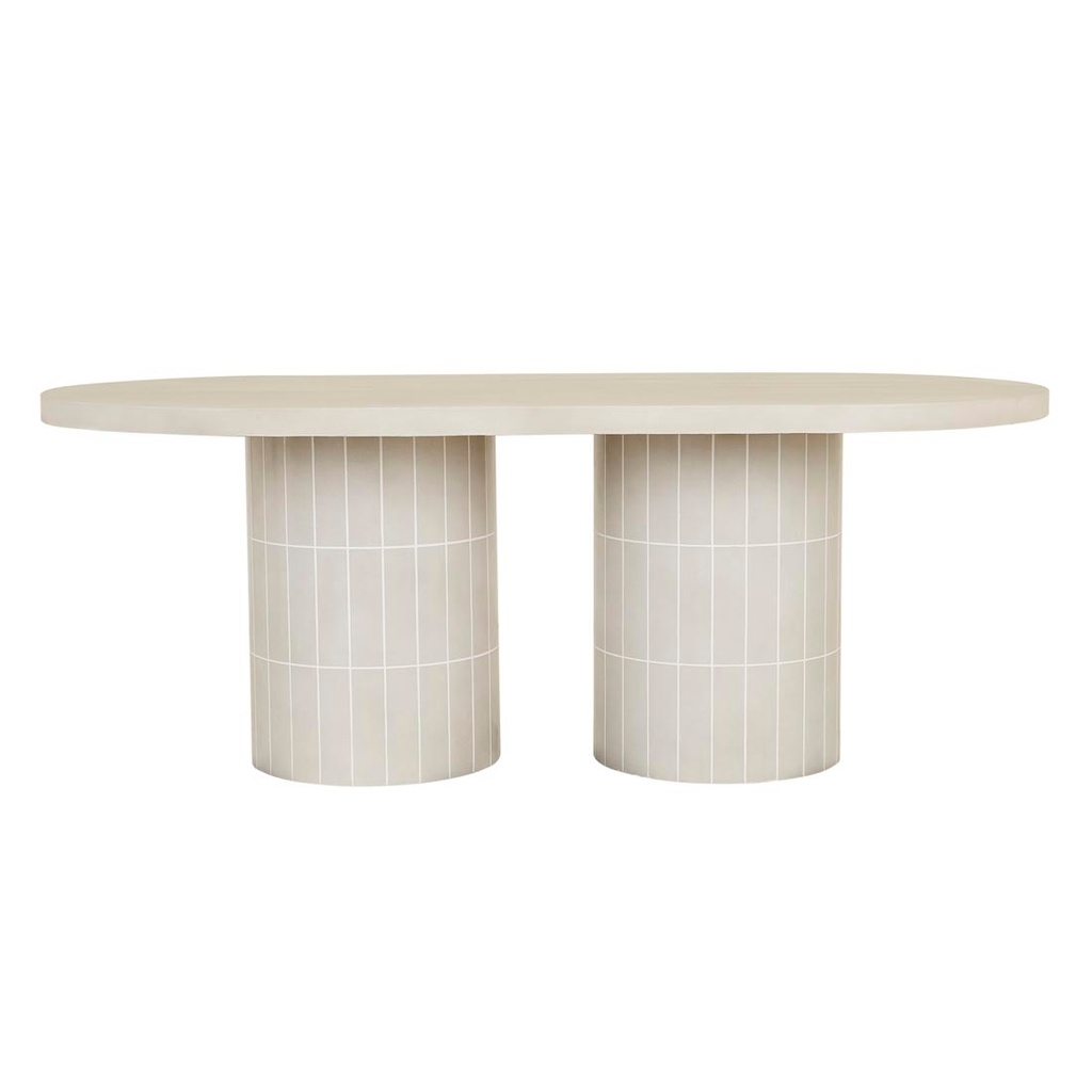 [SEVILLE-TILE-OVAL-DINING-TABLE-PEARL-WHITE-MATT-PEARL-WHITE-DT-SEVIL-TILE-OVL-MATT-PEARL-WHITE] Seville Tile Oval Dining Table - Pearl White - Matt Pearl White