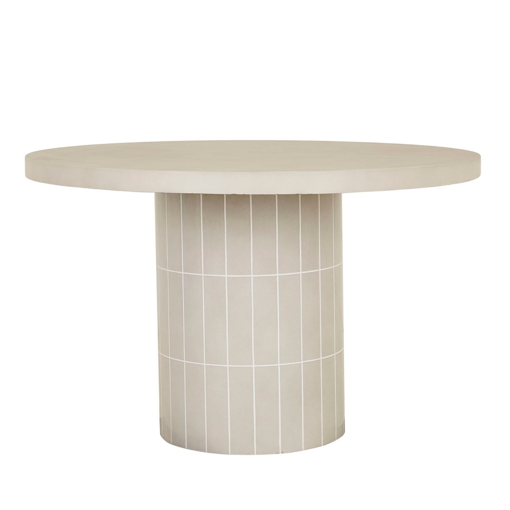[SEVILLE-TILE-ROUND-DINING-TABLE-PEARL-WHITE-MATT-PEARL-WHITE-DT-SEVIL-TILE-RND-MATT-PEARL-WHITE] Seville Tile Round Dining Table - Pearl White - Matt Pearl White