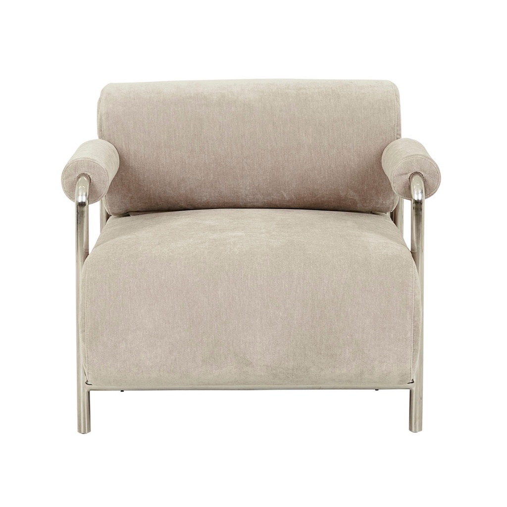 [SIDNEY-RENZO-SOFA-CHAIR-PARCHMENT-CHROME-SOF-SID-RENZ1S-CHROME] Sidney Renzo Sofa Chair - Parchment - Chrome