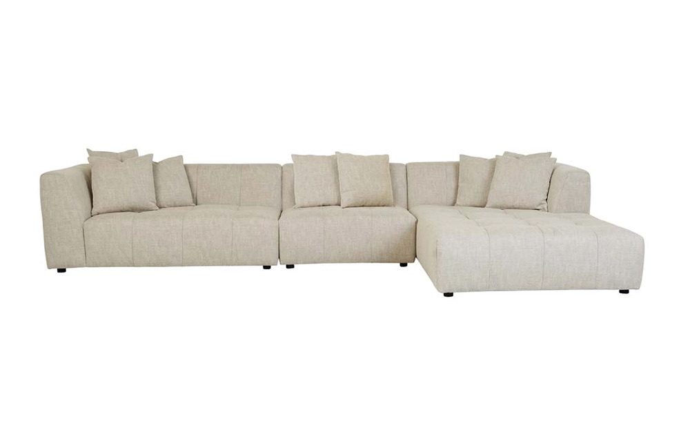 [SOF-SID-SLCH-4S-2SLARM-CTR-RCH-BRLY] Sidney Slouch 4-Seater Right Chaise with Arm - Barley