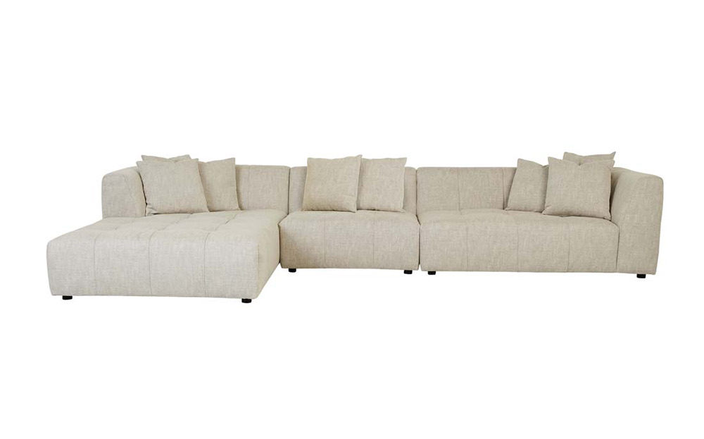 [SOF-SID-SLCH-4S-LCH-CTR-2SRARM-BRLY] Sidney Slouch 4-Seater Left Chaise with Arms - Barley