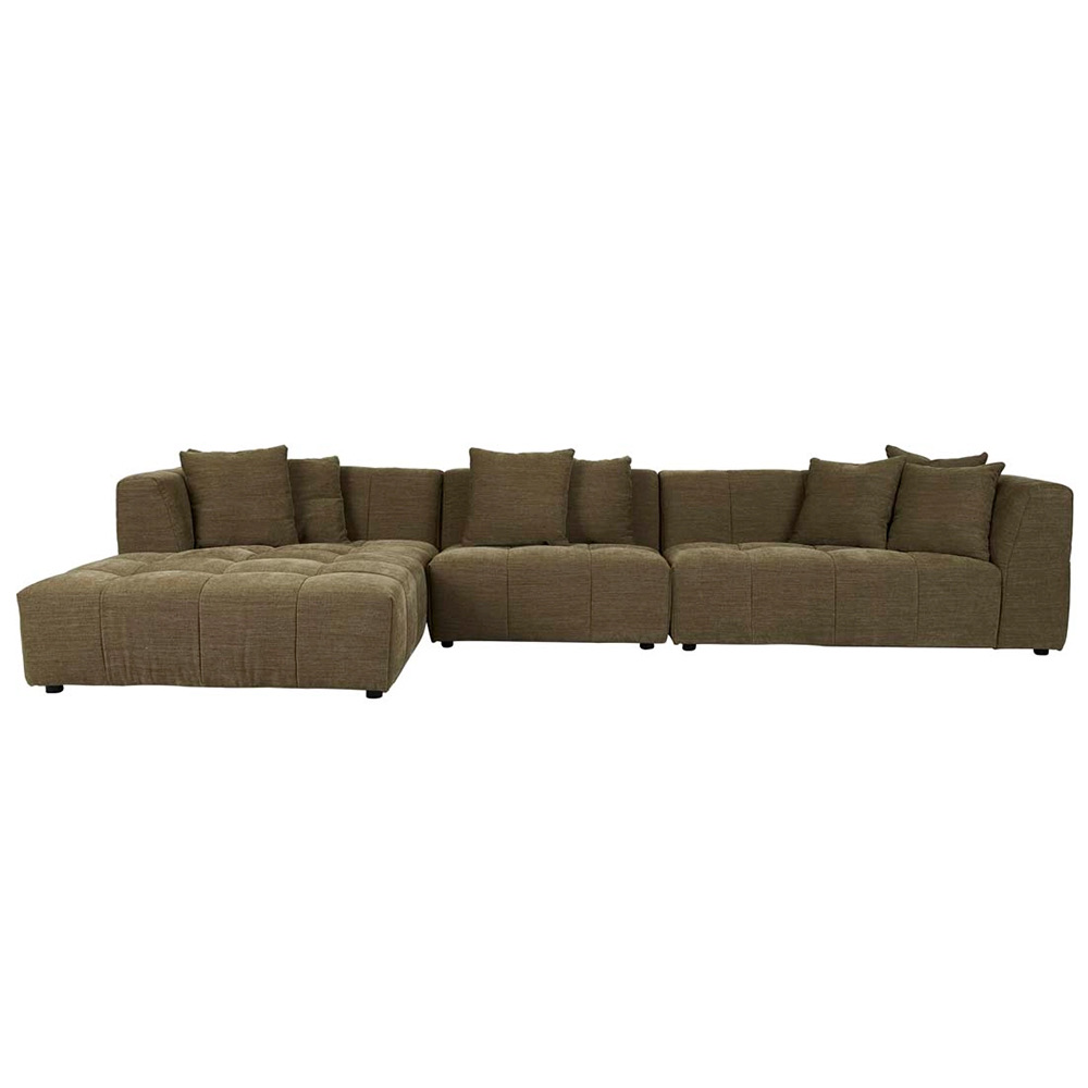 [SOF-SID-SLCH-4S-LCH-CTR-2SRARM-CPLOL] Sidney Slouch 4-Seater Left Chaise with Arms - Copeland Olive