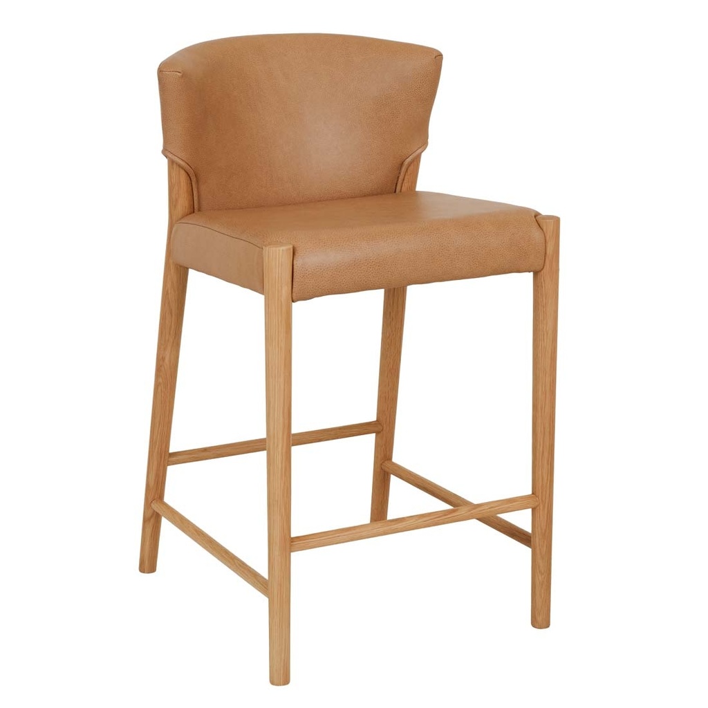 [SKETCH-RONDA-BARSTOOL-PECAN-LEATHER-LIGHT-OAK-BS-SKE-RON-UPH-X-LIGHT-OAK] Ronda Barstool - Pecan Leather - Light Oak