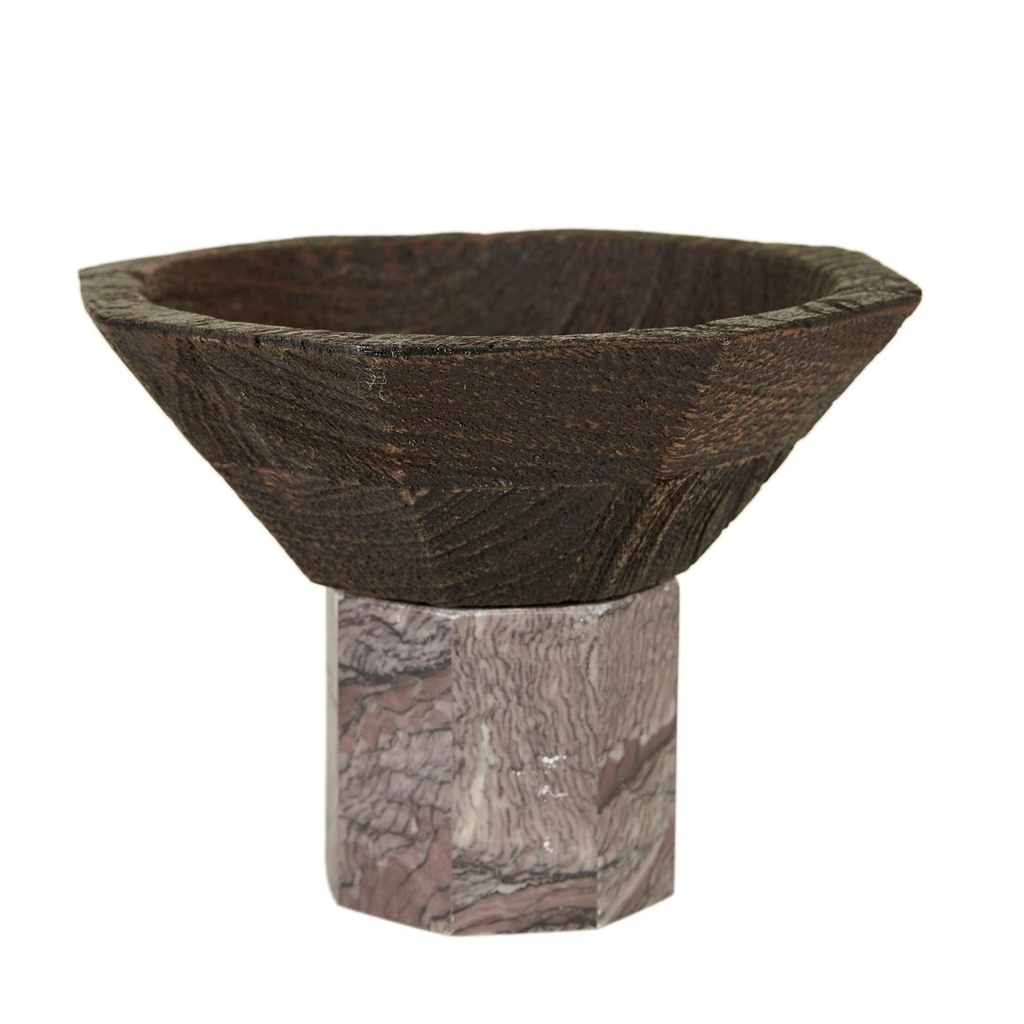[THERON-ZENITH-BOWL-SMALL-CELESTIAL-MARBLE-MOCHA-MANGO-WOOD-DEC-THER-ZEN-SM-BOWL-MOCHA-MANGO-WOOD] Theron Zenith Small Bowl - Celestial Marble - Mocha Mango Wood