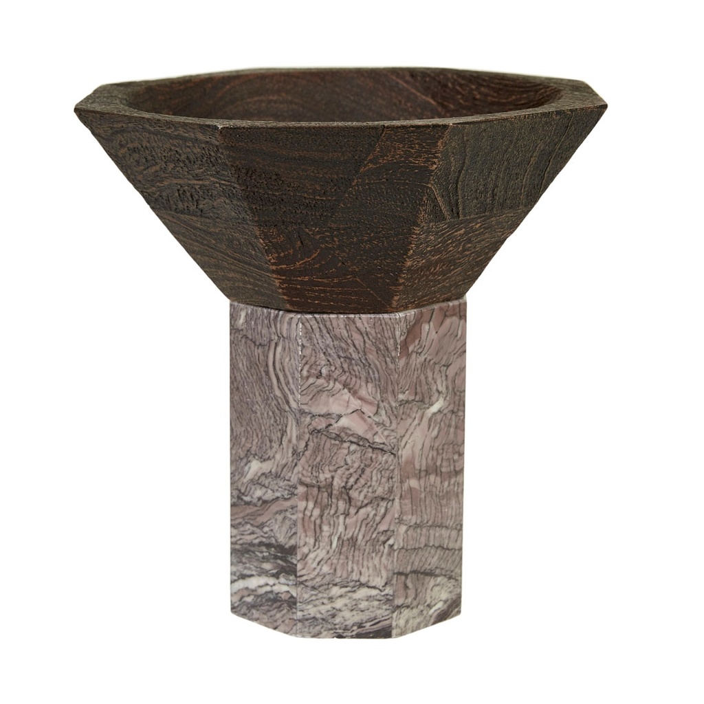 [THERON-ZENITH-BOWL-TALL-CELESTIAL-MARBLE-MOCHA-MANGO-WOOD-DEC-THER-ZEN-TL-BOWL-MOCHA-MANGO-WOOD] Theron Zenith Tall Bowl - Celestial Marble - Mocha Mango Wood