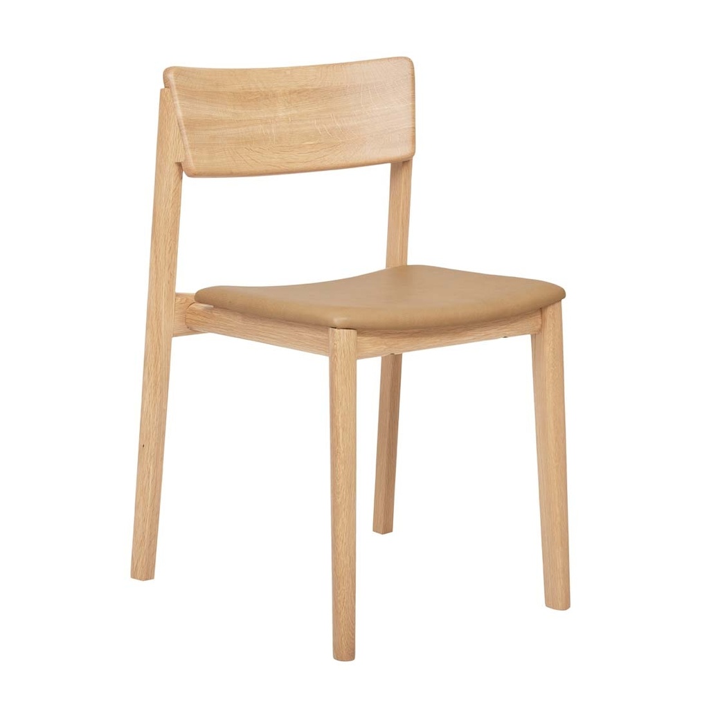 [SKETCH-POISE-UPHOLSTERED-DINING-CHAIR-CAMEL-LEATHER-LIGHT-OAK-CH-SKE-POI-UPH-LIGHT-OAK] Tolv Poise Upholstered Dining Chair - Camel Leather - Light Oak
