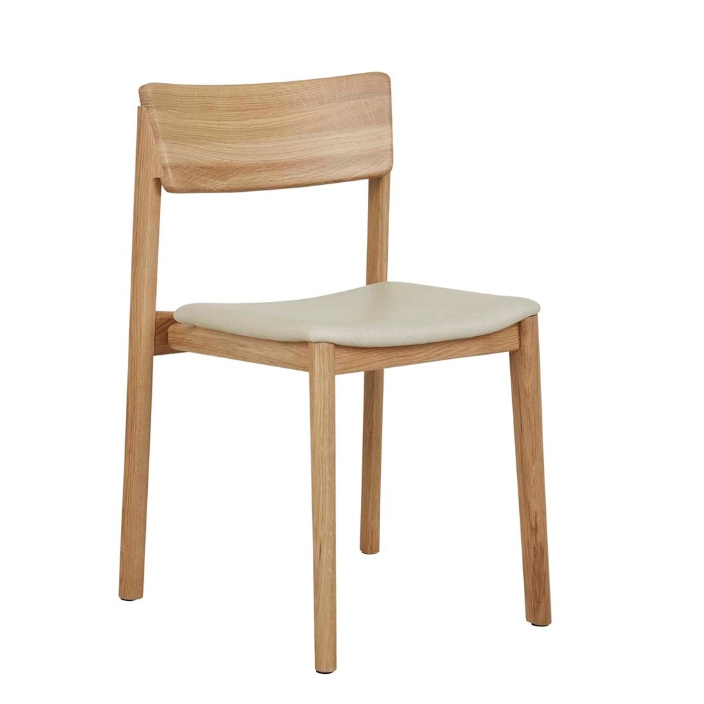 [SKETCH-POISE-UPHOLSTERED-DINING-CHAIR-LIMESTONE-LEATHER-LIGHT-OAK-CH-SKE-POI-UPH-LIGHT-OAK] Tolv Poise Upholstered Dining Chair - Limestone Leather - Light Oak