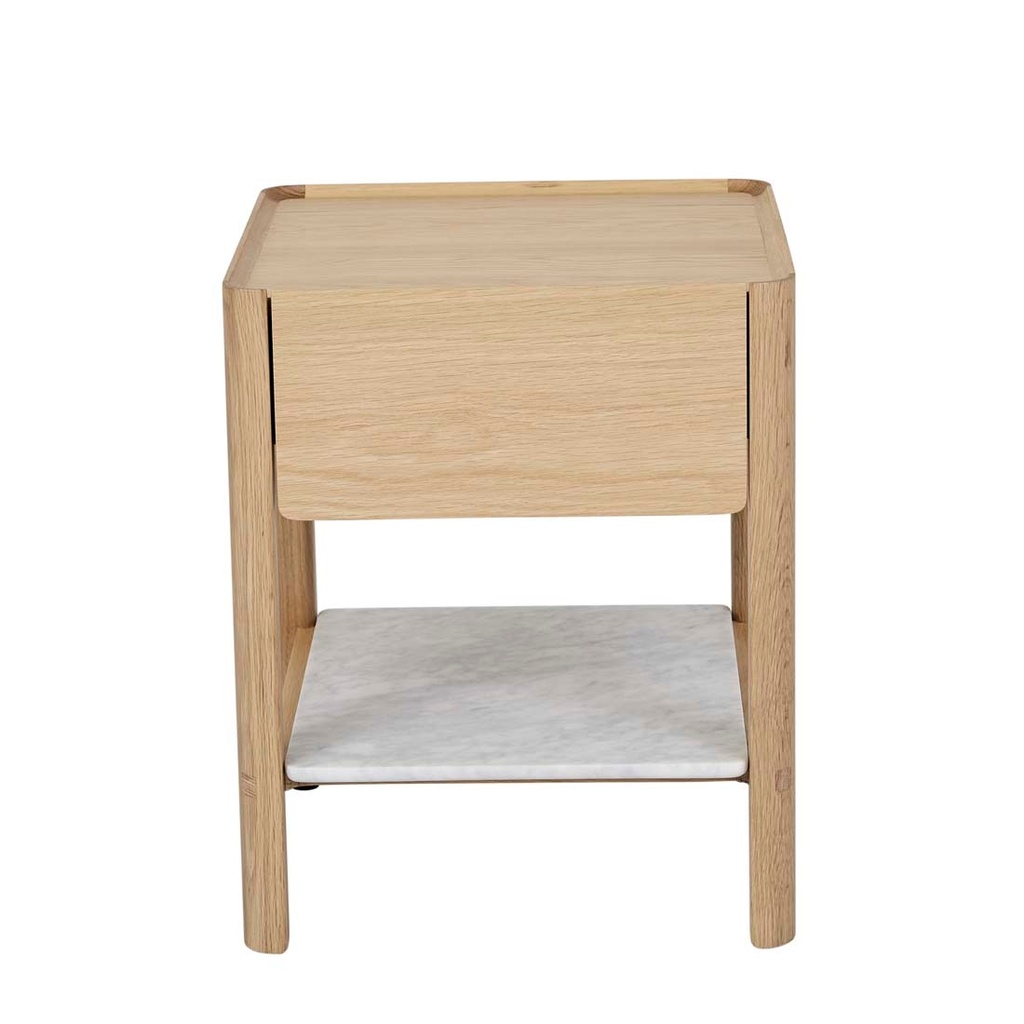 [SKETCH-TYE-MARBLE-BEDSIDE-LIGHT-OAK-WHITE-MARBLE-SIDE-SKE-TYE-MAR-WHITE-MARBLE] Tolv Tye Marble Bedside - Light Oak - White Marble