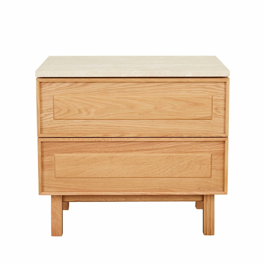 [SKETCH-YORKE-MARBLE-BEDSIDE-NATURAL-TRAVERTINE-LIGHT-OAK-SIDE-SKE-YORKE-MAR-X-LIGHT-OAK] Tolv Yorke Marble Bedside - Natural Travertine - Light Oak